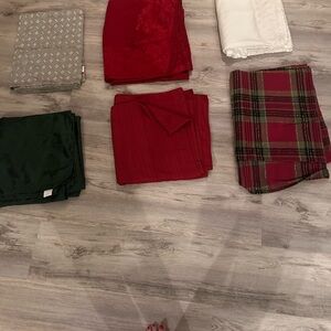 Assorted Tablecloth Set in Red, Green, and white